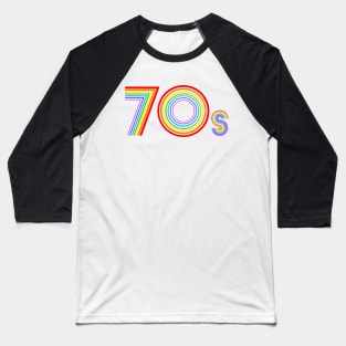 Disco 70s Retro Rainbow Decade Baseball T-Shirt